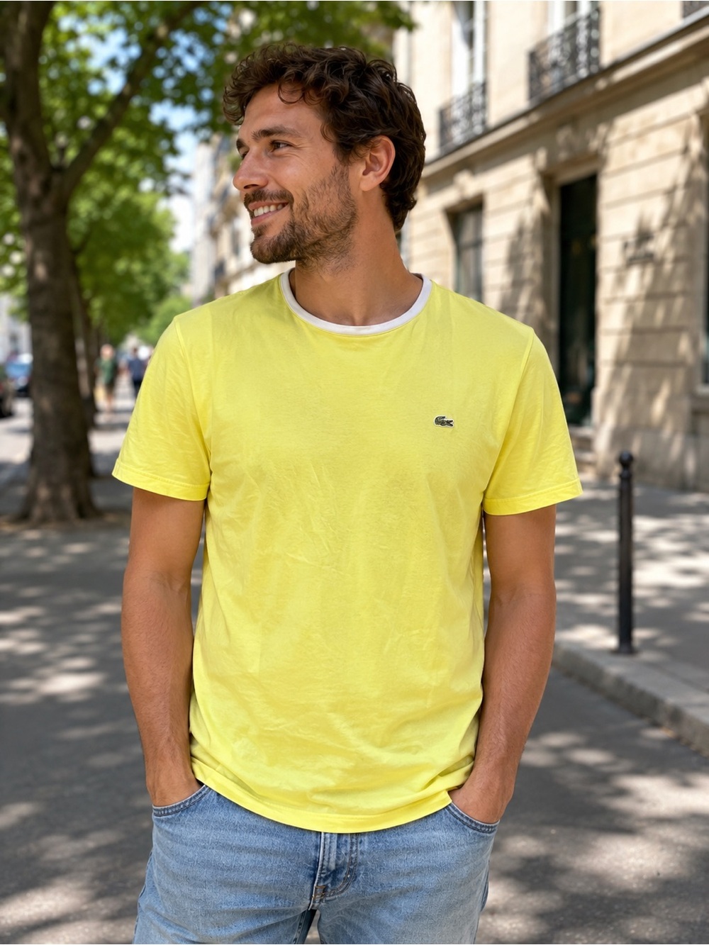 Lacoste Men's Short-Sleeve Crewneck T-Shirt — Yellow medium